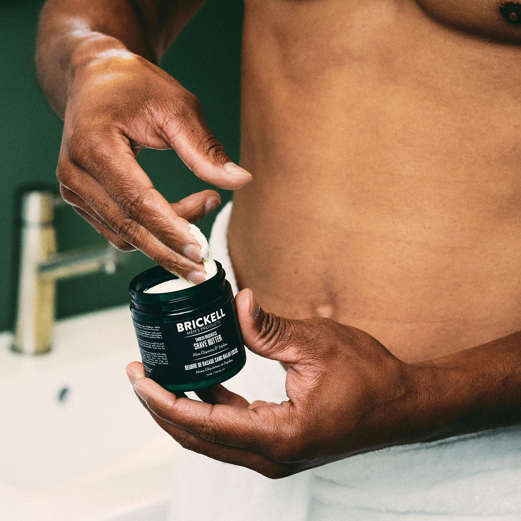 Brickell Men's Smooth Brushless Shave Butter for Men, Smooth Shaving Butter to Fight Nicks, Cuts and Razor Burn, With Shea Butter, Aloe, and Vitamin E, 2 Ounce, Unscented