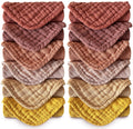 MOON PARK Baby Washcloths, 12 Pack - 12x12 Inches, Small Burp Cloths and Baby Wipes - 100% Cotton Muslin Ultra Soft for Newborn, Infant and Toddlers - Brown, Honey and Bean Paste Series