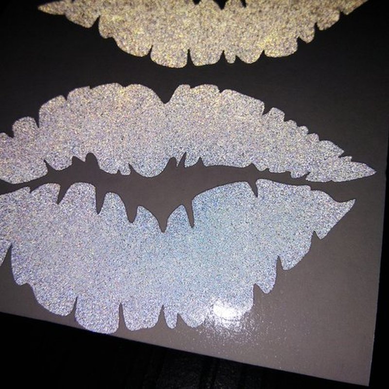 CUSHYSTORE 2X Lips Kiss Lady Sweet Girl Reflective Decal Sticker (3"x1.9", White)
