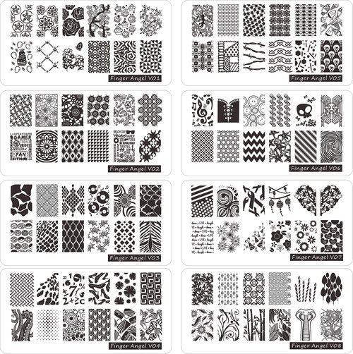 FingerAngel 21Pcs Nail Stamp Plate Set 16Pcs Mix Design Stamping Nail Art Plate + 2Nail Stamper + 2Scraper+1Pcs Case Nails Art Stamping Plate Scraper Stamper Set Leaves Flowers Nail Plate