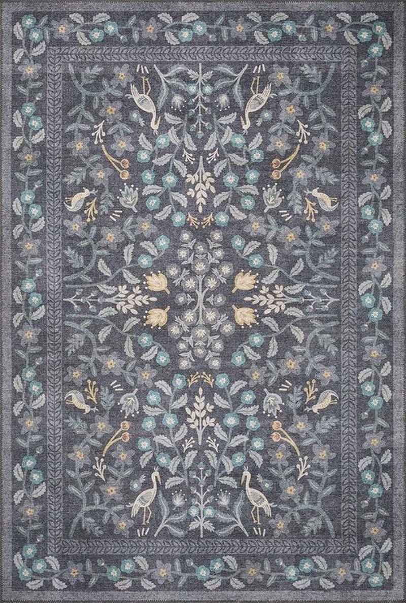 Loloi Rifle Paper Co. Accent Rug - Maison Collection MAO-01 Nightingale Black, 2'3" x 3'9", .19" Pile Height