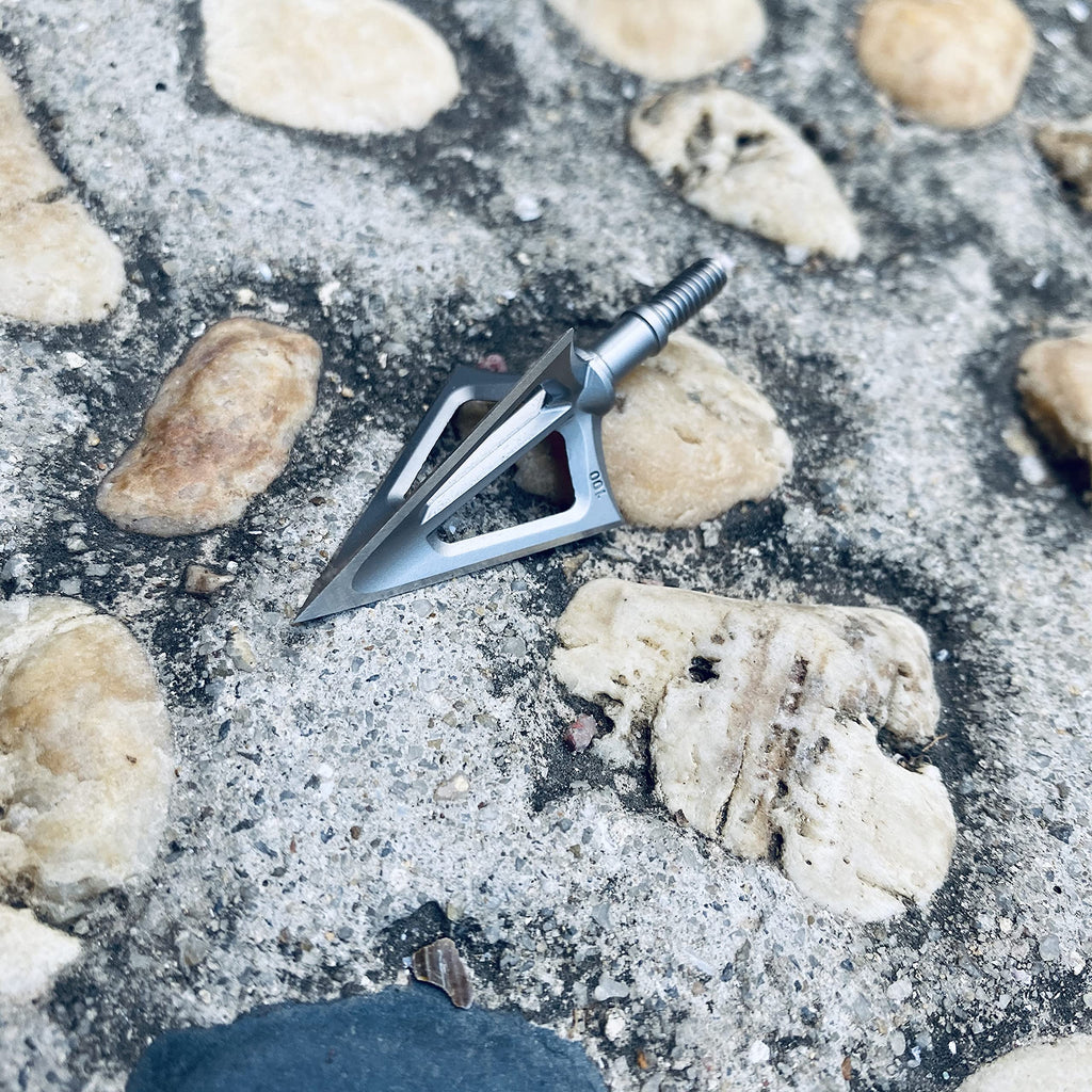 KEAUP 6 Pack Hunting Broadhead 100 Grain 420 Stainless Steel Fixed Blade Broadhead Arrow Tips Archery Arrowhead for Crossbow and Compound Bow
