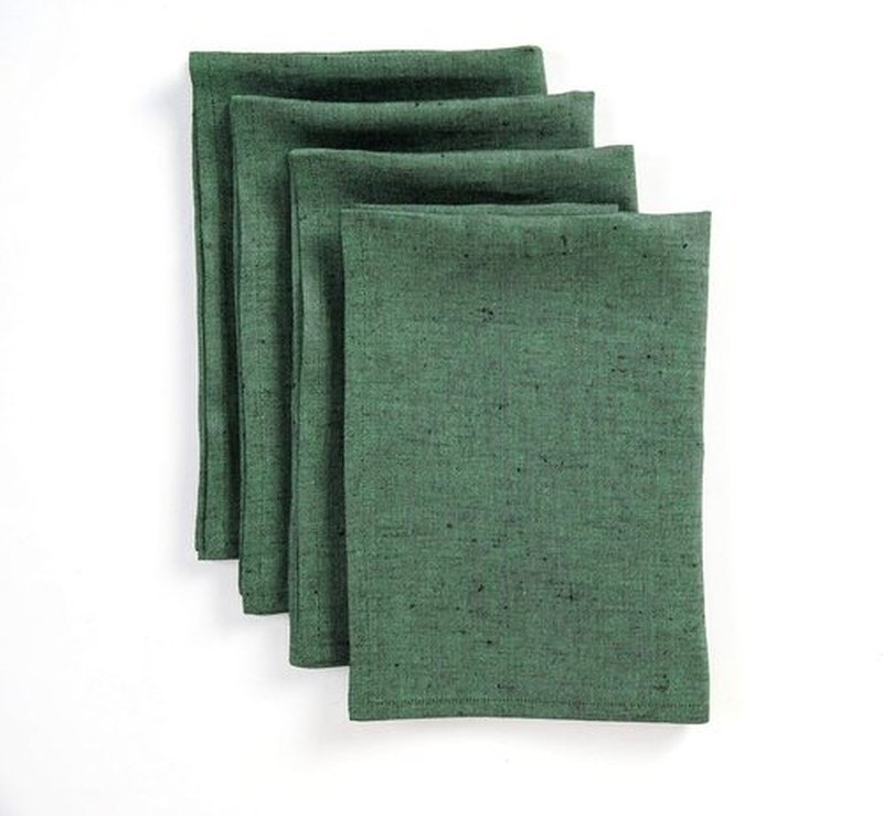 Solino Home Linen Cloth Napkins - 100% Pure Linen Forest Green Dinner Napkins | Set of 4, 20 x 20 Inch, Handcrafted & Machine Washable