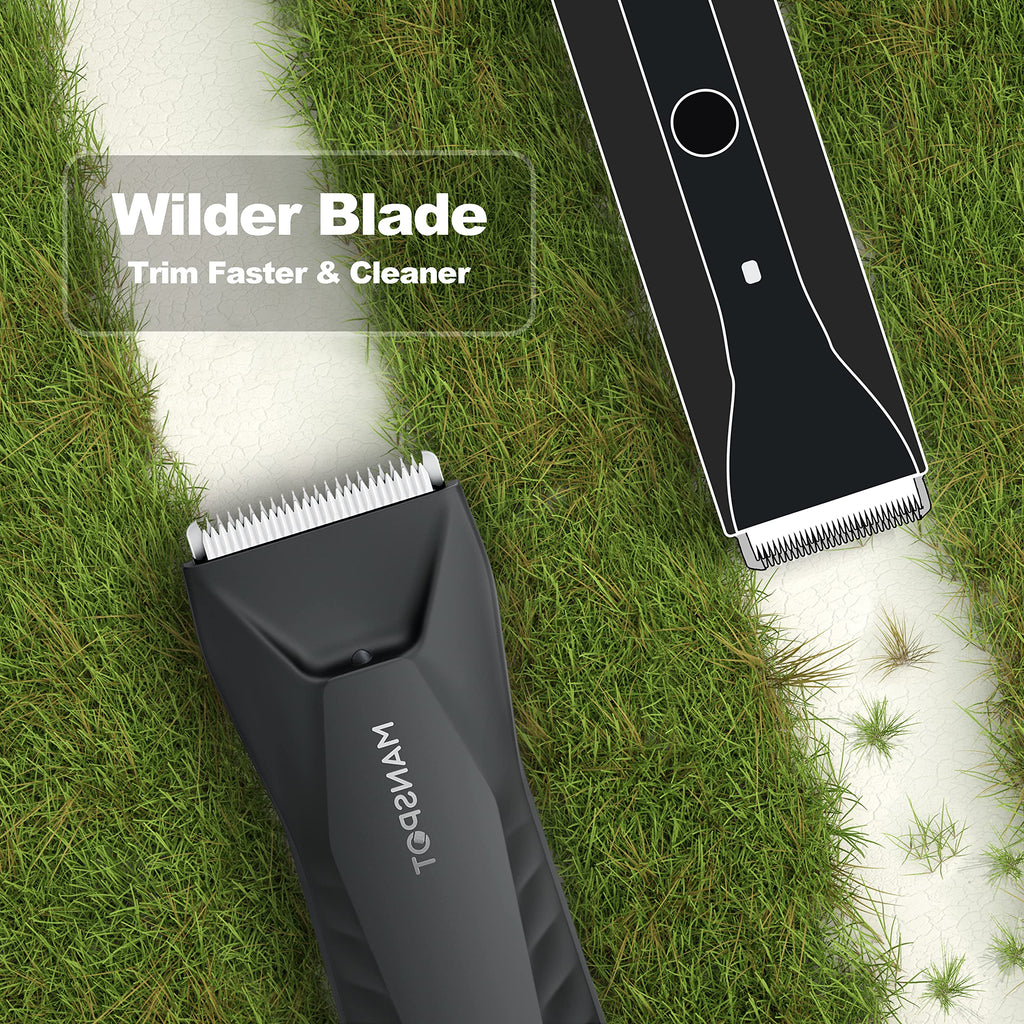 MANSPOT Manscape Body & Pubic Hair Trimmer for Men, Electric Groin Hair Trimmer, Replaceable Ceramic Blade Heads,Waterproof for Wet/Dry Use,Standing Recharge Dock,90 Minutes Shaving(Black)