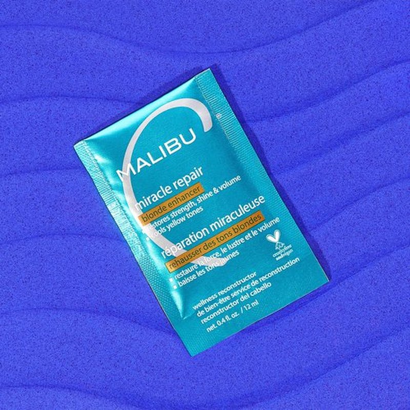 Malibu C Miracle Repair Reconstructor, Blonde Enhancer (12 Packets) - Nourishing Repair Treatment for Damaged Blonde Strands - Reduces Discoloration