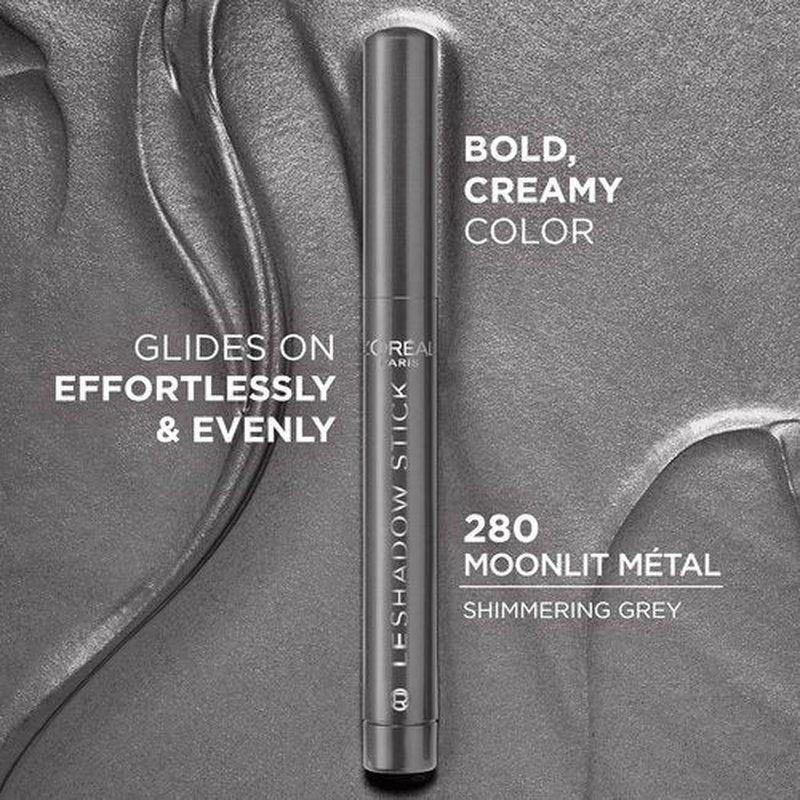 L'Oreal Paris Makeup Le Shadow Stick Eyeshadow - Blendable & Smudge-Resistant Smokey Cream, 280 Moonlit Metal
