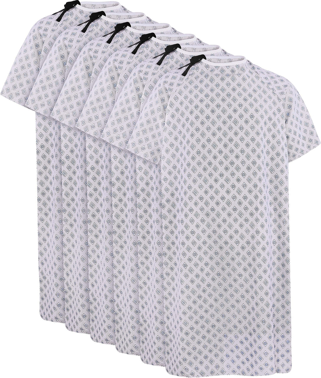 Utopia Care 6 Pack Unisex Hospital Gowns, Long Length Patient Gowns with Back Tie, Comfortably Fits Sizes up to 2XL, Pack of 6, Blue Red Diamond