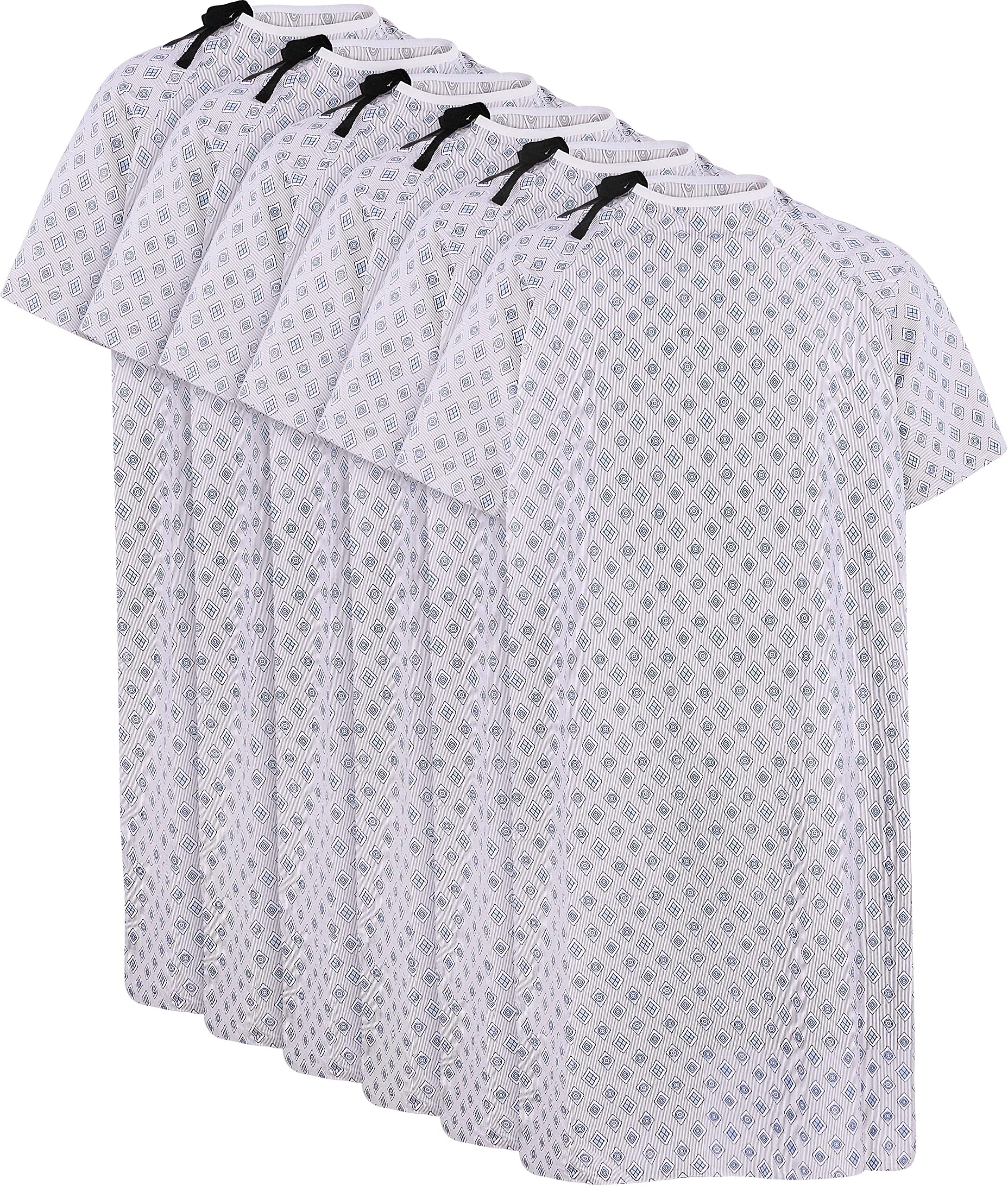 Utopia Care 6 Pack Unisex Hospital Gowns, Long Length Patient Gowns with Back Tie, Comfortably Fits Sizes up to 2XL, Pack of 6, Blue Red Diamond