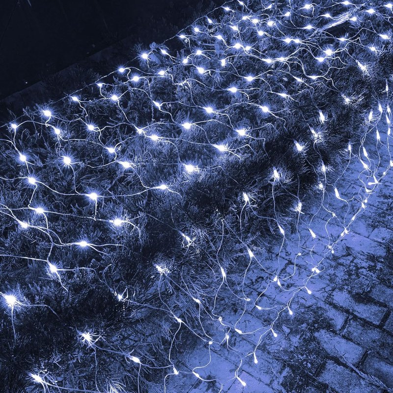 Dazzle Bright 360 LED Net Lights - 12FT x 5FT Waterproof String Lights with 8 Modes | Clear Wire for Indoor & Outdoor Christmas Decor