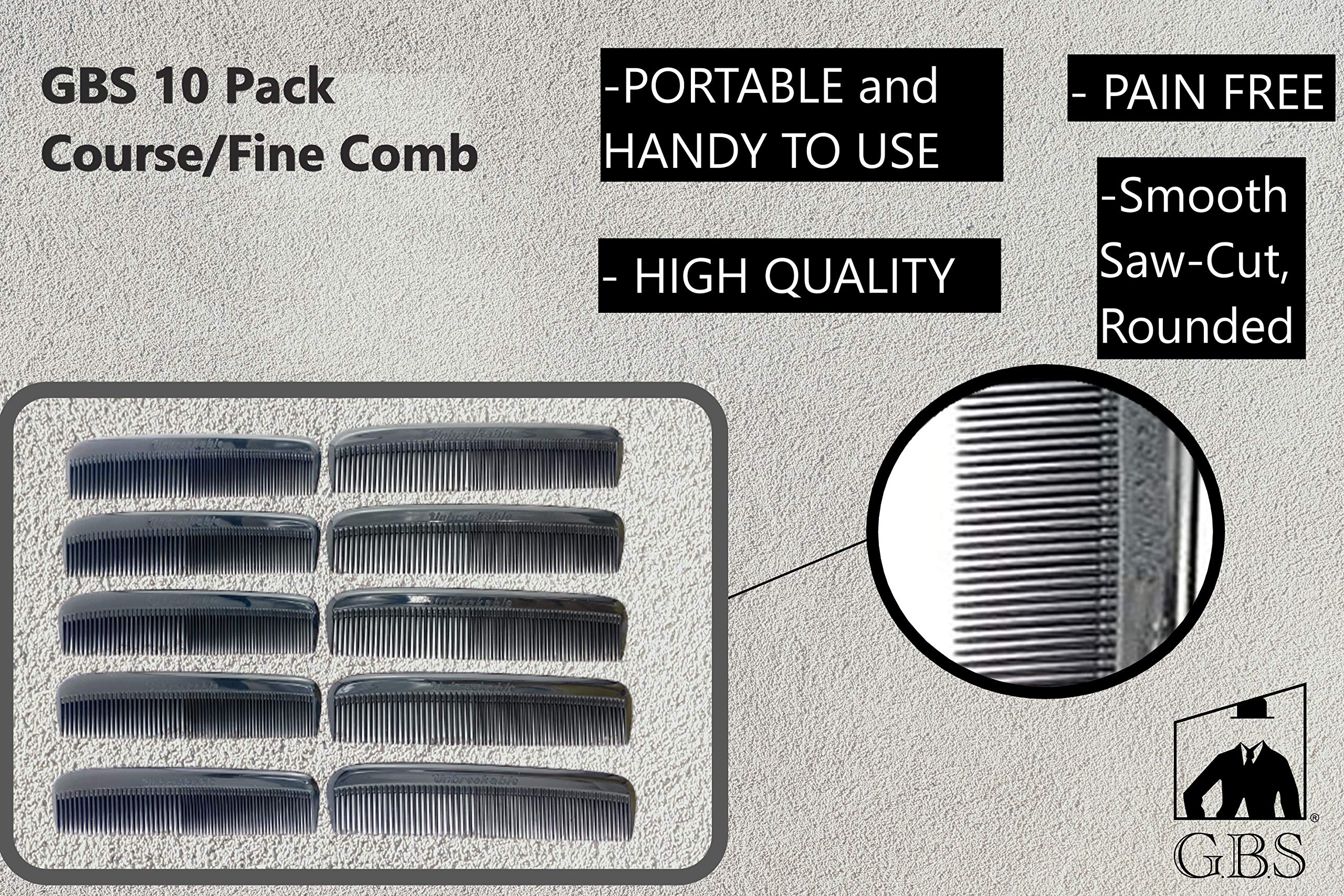 G.B.S 5.07-in Styling Essentials Fine Comb, Black, Set of 10