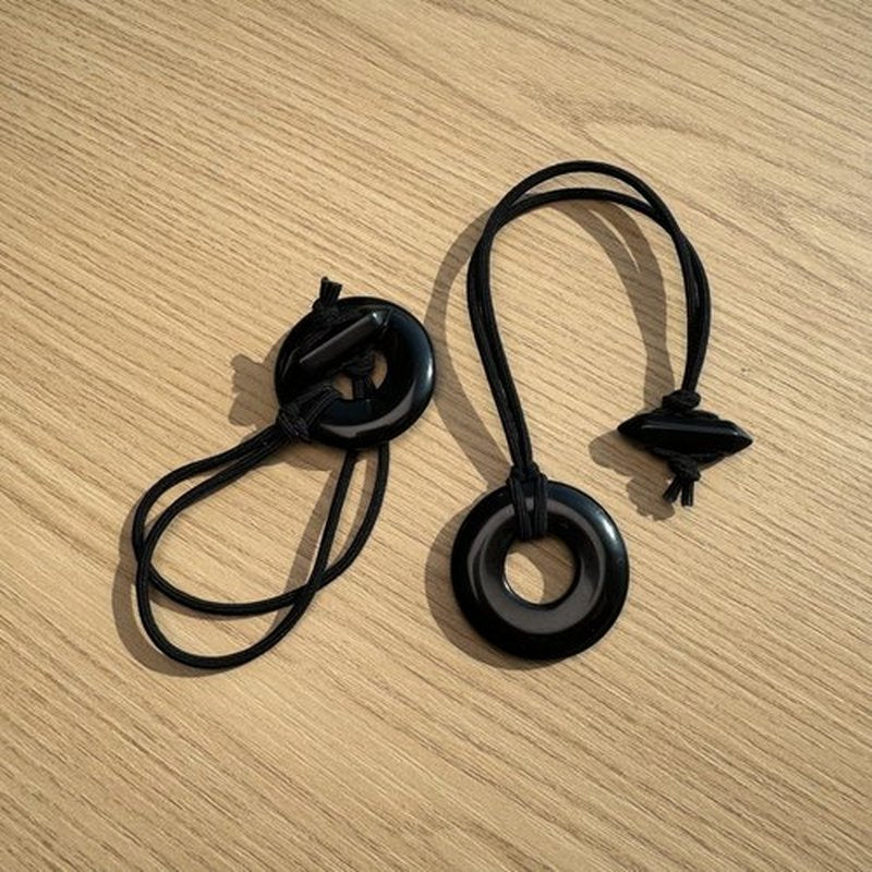 Nutty Natte Knotted Elastic Hair Tie for Dreadlock and thick hair Real Gemstone Ponytail Holders Loc Hair Accessories dread tie for Women Men (Black Obsidian)