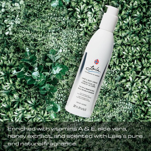 Geir Ness Laila Hand & Body Cream - Skin Moisturizing and Nourishing Formula for Soft and Smooth Hands - Vitamin A & E, Aloe Vera and Honey Extract