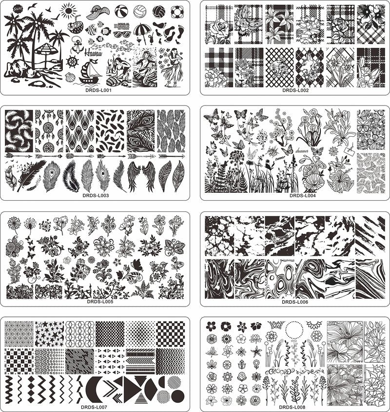 VNC 21 Pcs Nail Stamp Plates Set 16 Plate 2Stamper and 2 Scraper 1storage Bag Nails Art Stamping Plate Scraper Stamper Set Leaves Flowers Animal Nail Plate Template Image Plate Set