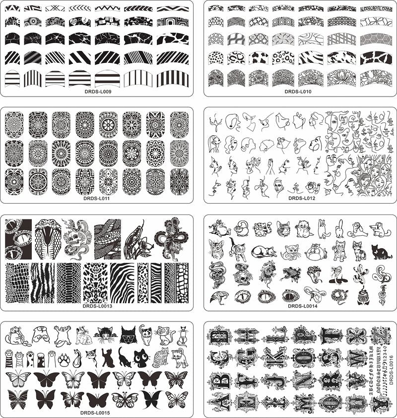 VNC 21 Pcs Nail Stamp Plates Set 16 Plate 2Stamper and 2 Scraper 1storage Bag Nails Art Stamping Plate Scraper Stamper Set Leaves Flowers Animal Nail Plate Template Image Plate Set
