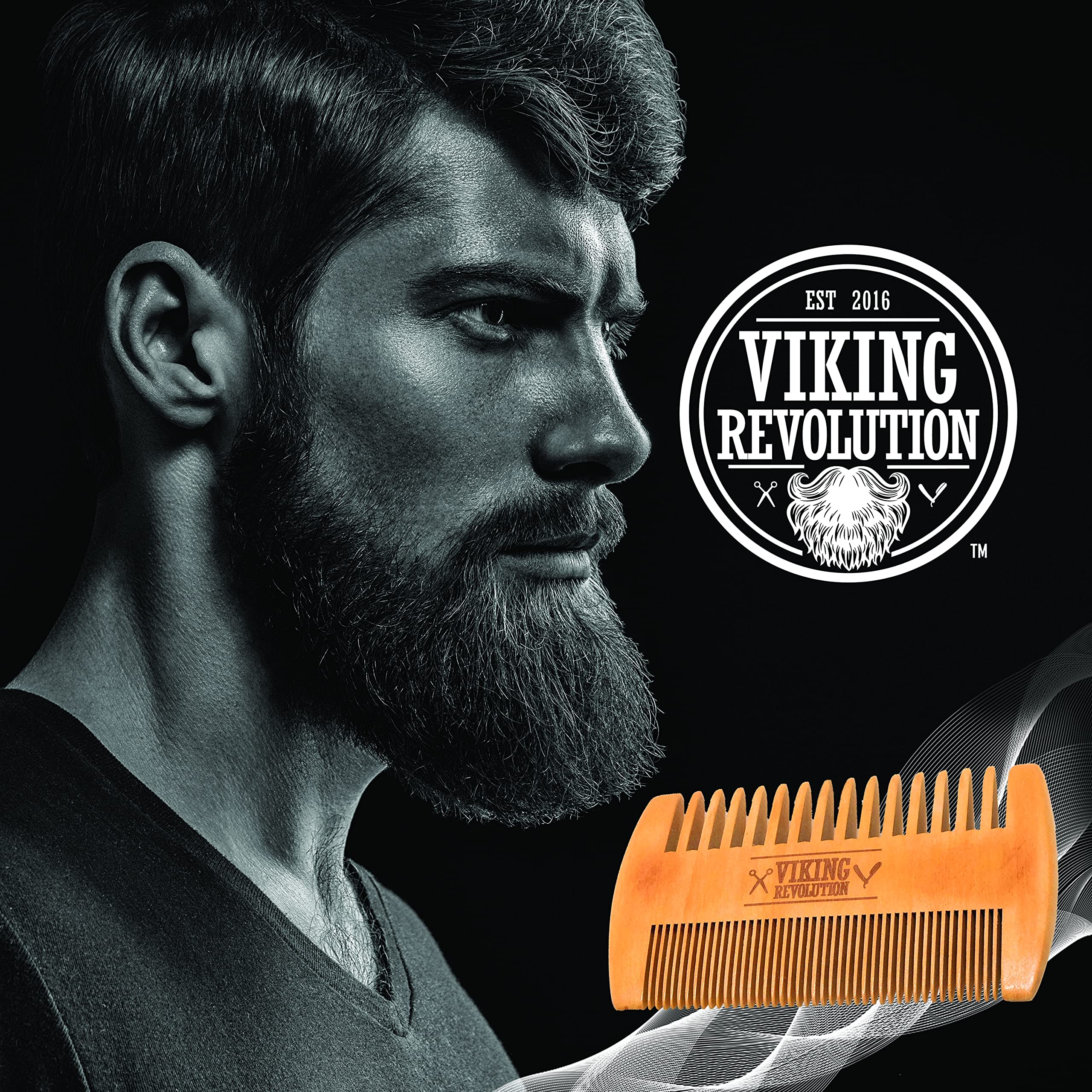 Viking Revolution Wooden Beard Comb and Case - Pocket Comb