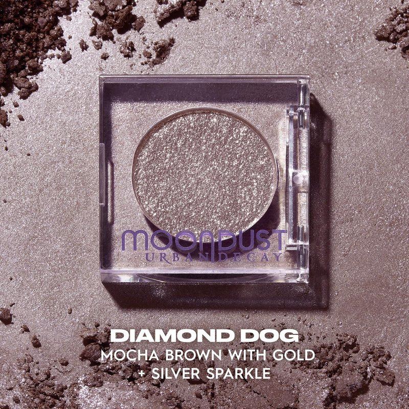 Urban Decay 24/7 Moondust Glitter Eyeshadow Single - Sparkly Eye Glitter Makeup, Long-lasting, Highly Reflective Shimmer, Eye Shadow Topper, Diamond Dog (Brown with Gold/Silver Micro Pearls) - 0.06 oz