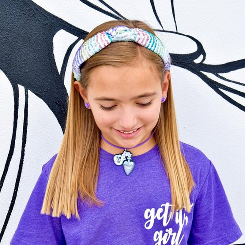 FROG SAC Knot Headband for Girls, Knotted Hair Bands for Kids, Sparkly Girl Hair Accessories (White-Sequin)