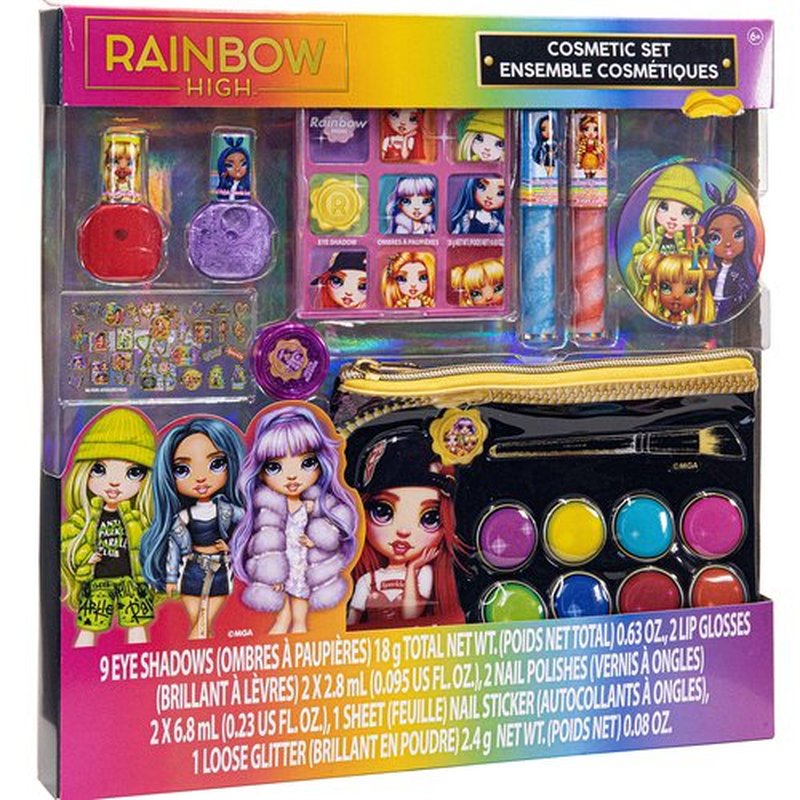 Rainbow High - Townley Girl Cosmetic Makeup with Palette Bag Set Includes Lip Gloss, Nail Polish & Eye Shadow and More! for Kids Girls, Ages 6+ Perfect for Parties, Sleepovers and Makeovers