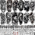 72 Sheets Temporary Tattoos for Men Women Adults - Black 3D Realistic Scary Animals Skulls Scars, Fake Tattoos Set for Halloween Cosplay Arm Sleeve Neck, Waterproof Long-Lasting Body Tattoo Sticker