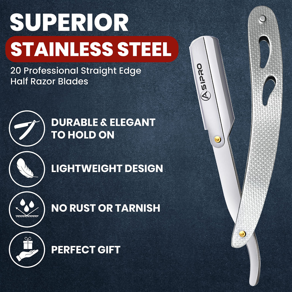 Straight Razors for Men with 20 Straight Edge Razor Blade & Case, Mens Straight Razor for Shaving Navajas Para Barbero Barber Razors for Men, Beard Razor