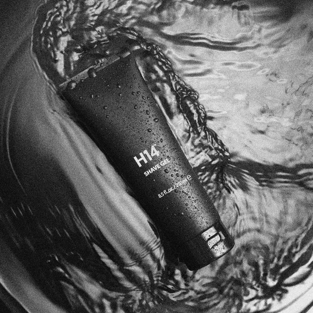 H14 Shave Gel for Men — Clear, Non-Foaming Gel with Glycerin & Panthenol — Soothes Razor Burn for Sensitive Skin — Precision Glide for Beard & Head Shavers — 8.5 fl oz / 250 ml